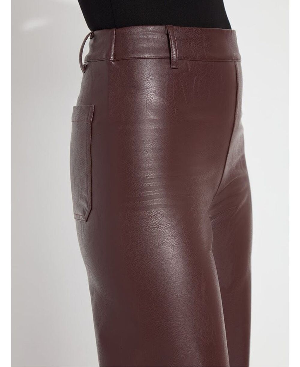 LYSSE New York $148 Vegan Leather Wide Leg Pants Burgundy Large Petite NWT - Picture 6 of 7
